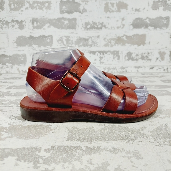 Camel Biblical Jesus  ‘Evangelist’ Made in Bethlehem Red Leather Sandals C38 - Picture 5 of 12